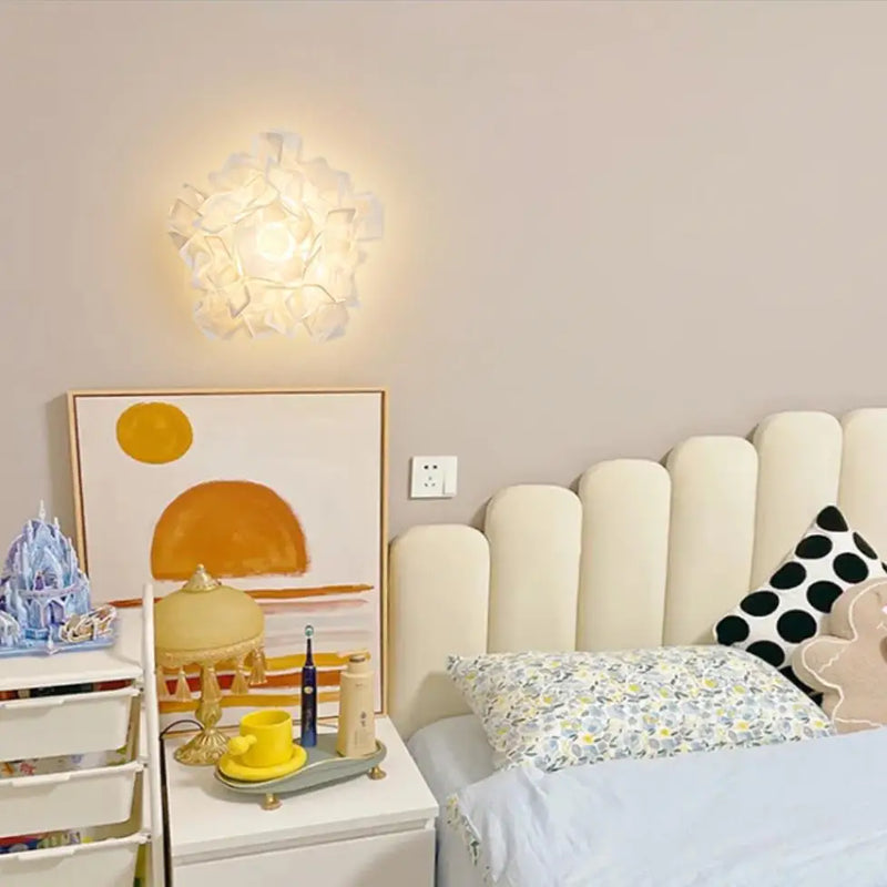 applique murale led romantique fleur blanche pour foyer moderne