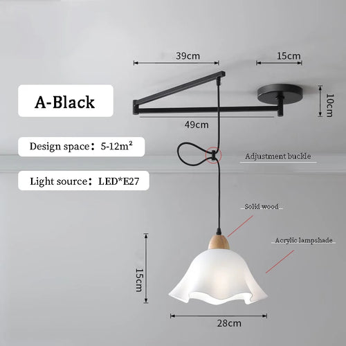 Lustres à bascule de Table à manger modernes LED peuvent être déplacés lampes à long poteau nordique Simple télescopique pliant lustre à bras Long - vue 9 sur 22