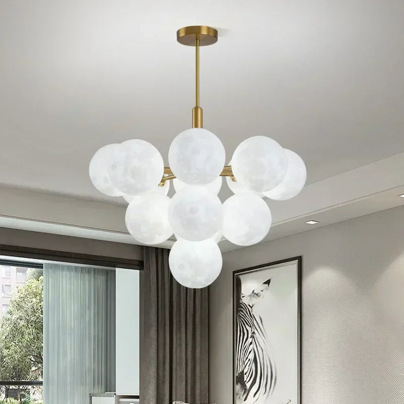 Modern Moon Bubble Pendant, Living Room Dining Room Home Decoration Lighting, LED Pendant - vue 3 sur 10