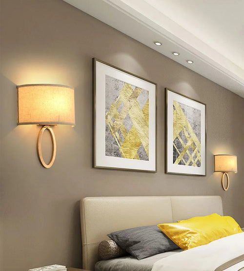 Curved wall light bedside beige modern minimalist hotel room LED wall lamp - vue 7 sur 8