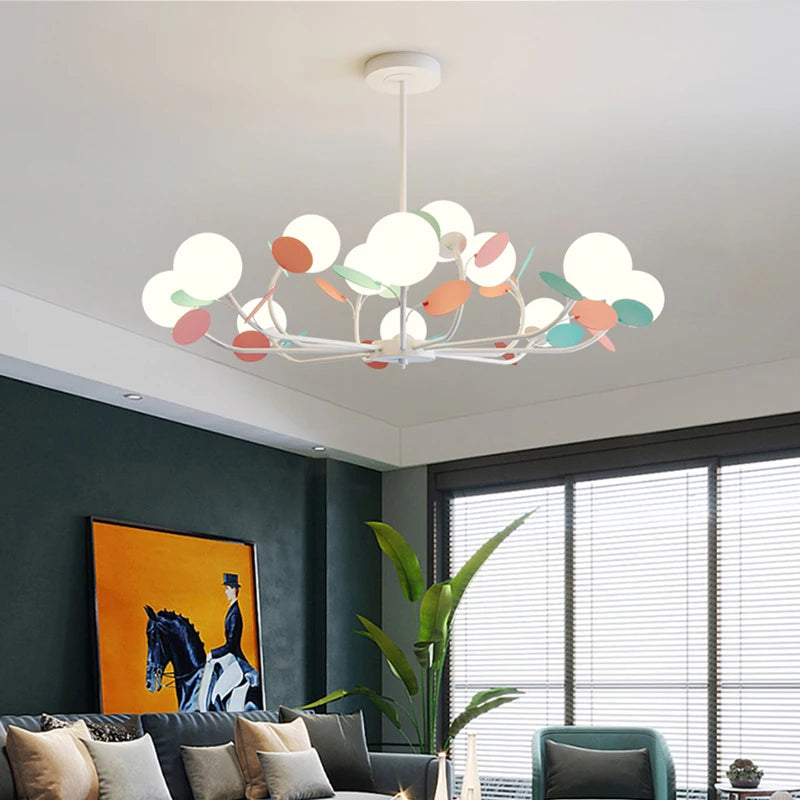 lustre led moderne atmosphérique nordique étoilé macaron créatif - vue 3 sur 16