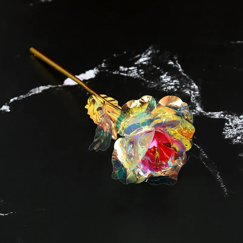 fleur de rose artificielle en métal doré décorative à offrir - vue 12 sur 19