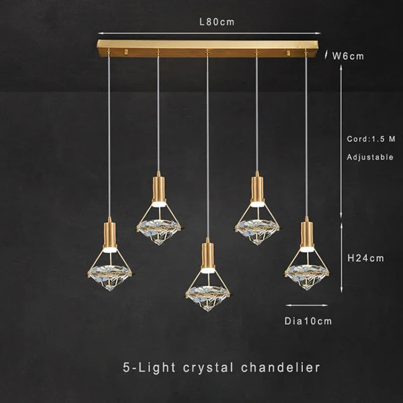 suspension moderne en cristal réglable pour intérieur élégant - vue 7 sur 11