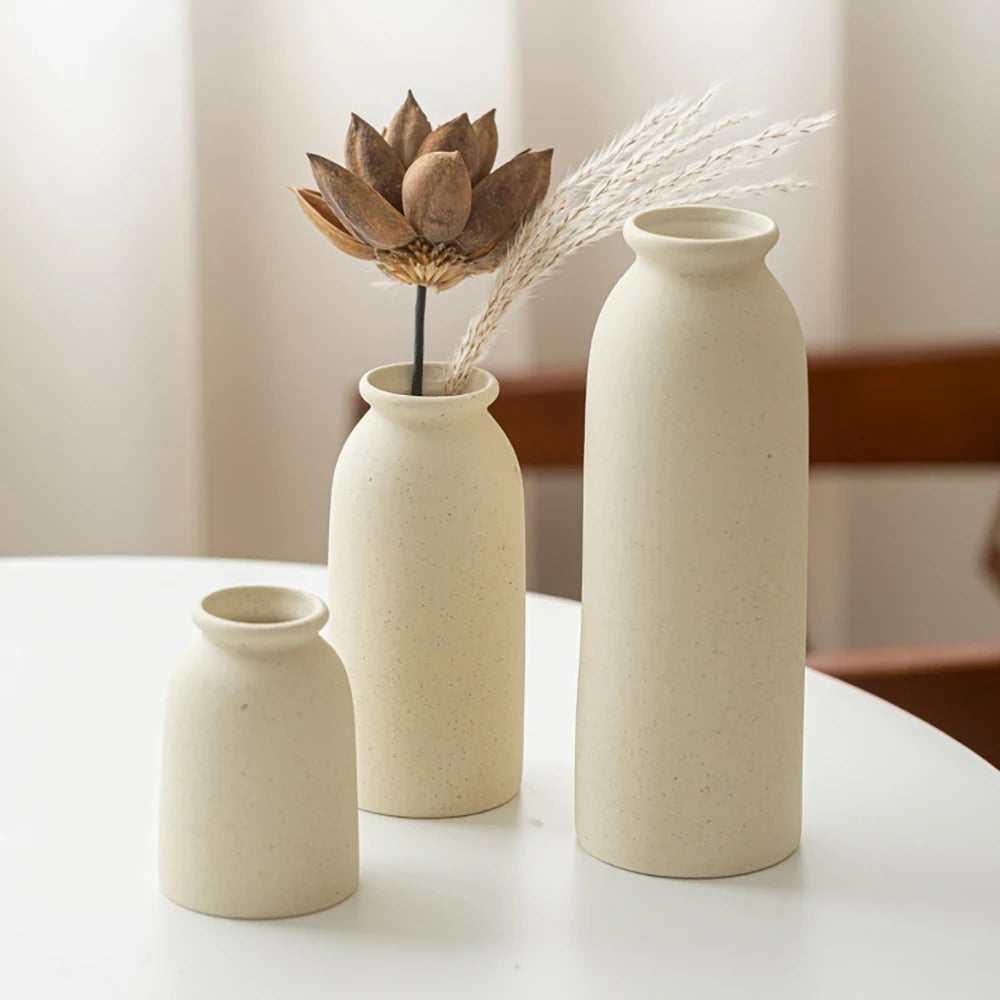 Ceramic Vase,Small Vases for Decor,Set 3 Modern Boho Vases for Flower Pampas,Fit for Living Room Desk Shelf Decor - vue 4 sur 10