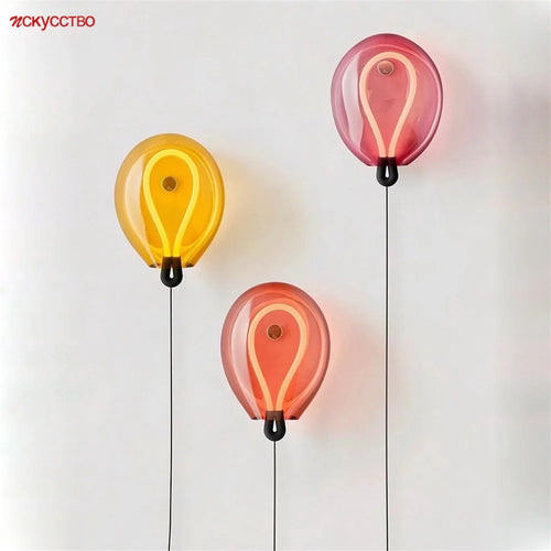 Nordic design coloured glass LED wall light for modern interiors - vue 2 sur 8