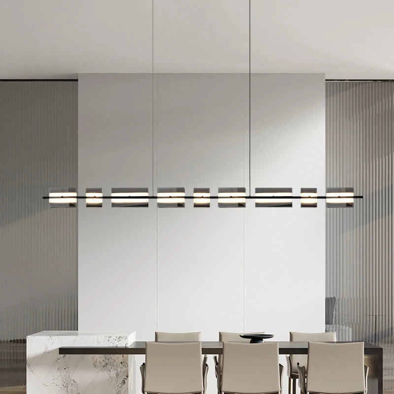 lustre minimaliste italien en cuivre et verre moderne - vue 3 sur 8