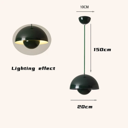 Iron pot LED pendant light multicolour semicircular chandelier for restaurant and kitchen décor - vue 11 sur 14