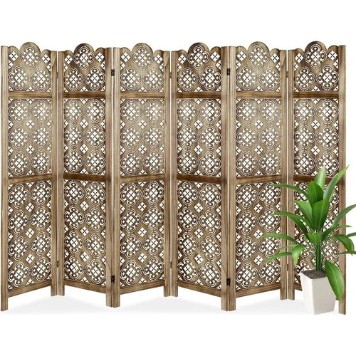 Carved Room Dividers,6 Panel Room Divider With Hand Carved Vintage Style Room Dividers And Folding Privacy Screens - vue 2 sur 11
