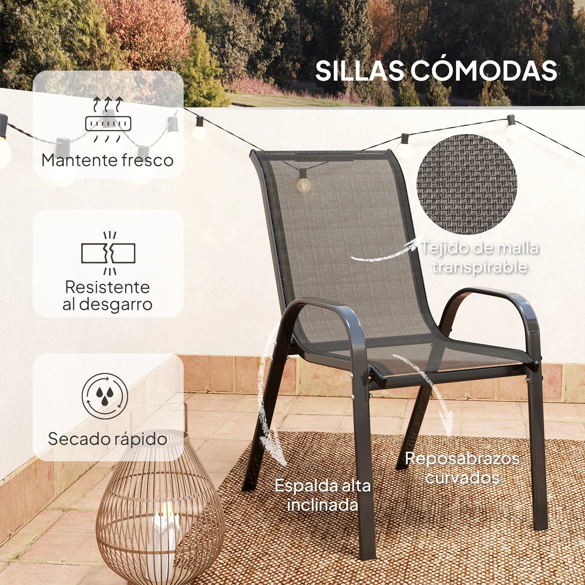 ensemble table et chaises terrasse extérieur 3 pièces - vue 7 sur 6
