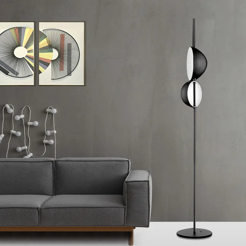 Vintage black and gold LED floor lamp with double shade for reading and bedroom - Superluna - vue 4 sur 8
