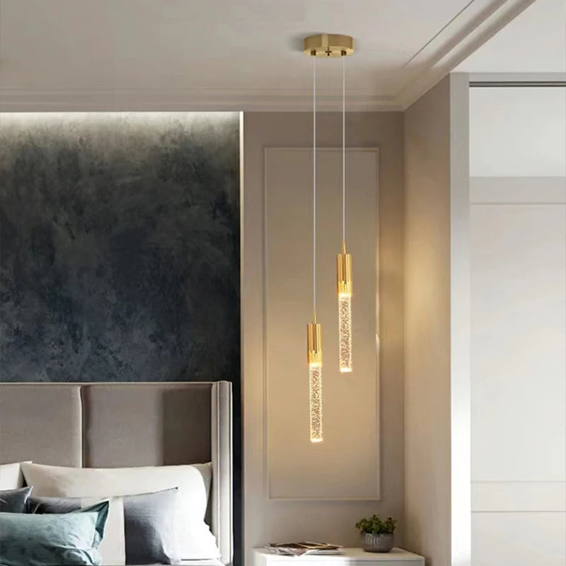 Suspension modernes chambre de luxe Led cristal lampe nordique décoration lampes suspendues pour plafond chambre décor plafonnier - vue 6 sur 10
