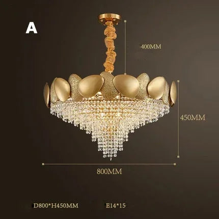 lustre moderne en cristal pampilles et acier inoxydable