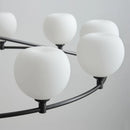 lustre en cuivre noir design moderne avec ampoule en verre blanc