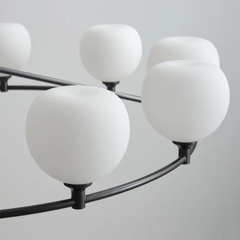 lustre en cuivre noir design moderne avec ampoule en verre blanc - vue 6 sur 12