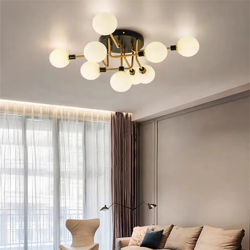 Plafonnier en verre nordique G9 LED lumière industrielle en métal pour chambre salon salle à manger étude maison intérieur loft lumière - vue 4 sur 18