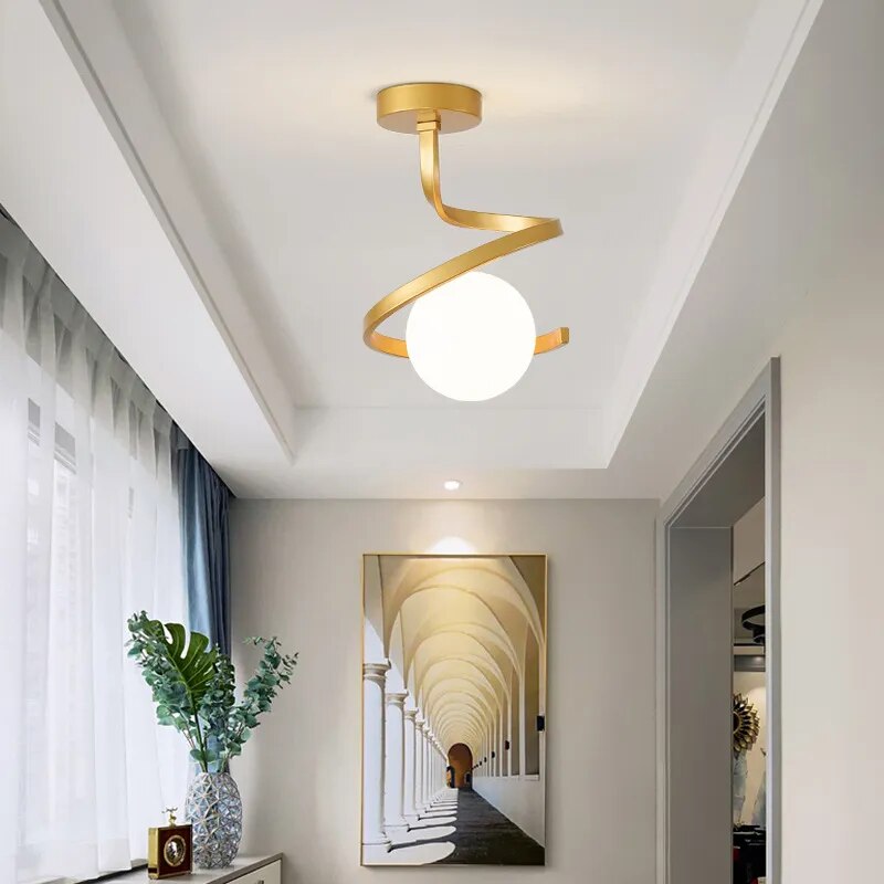 plafonnier led nordique boule verre - vue 4 sur 8