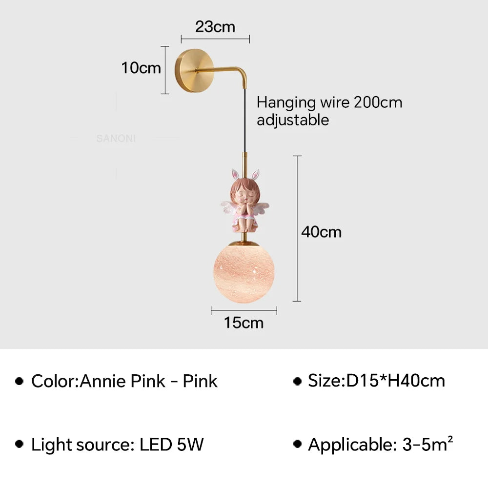 applique murale led design lune et planète pour décoration intérieure - vue 18 sur 18