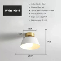 plafonnier led rétro en fer rond avec abat-jour