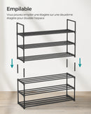 SONGMICS Shoe Rack 3 Tier, Metal Shoe Rack for 12-15 Pairs, Stackable, Hallway, Living Room, Bedroom, 30 x 92 x 55 cm