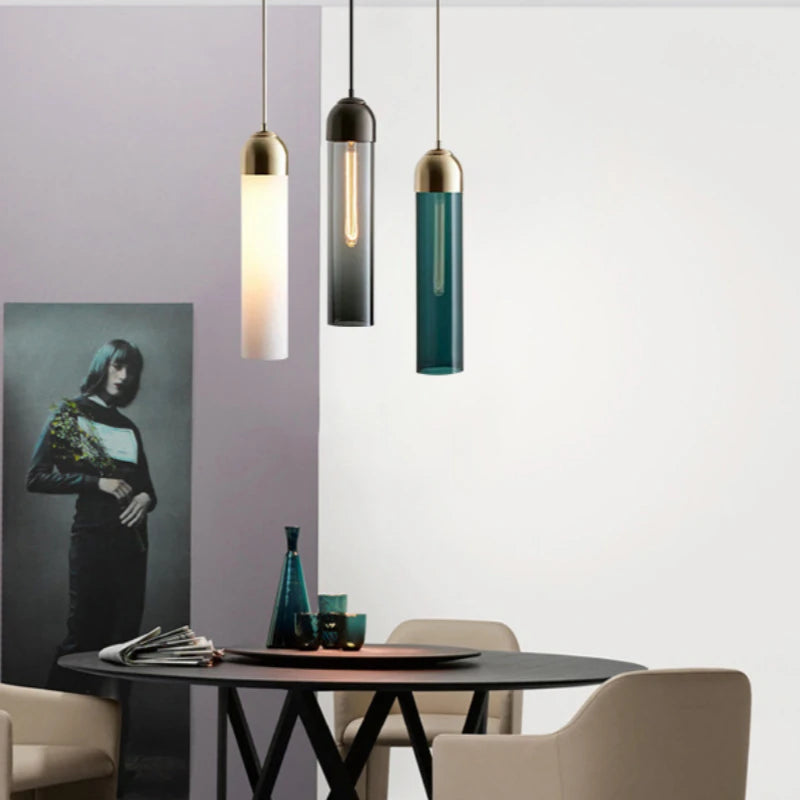 Suspension LED moderne en verre gris - vue 4 sur 12