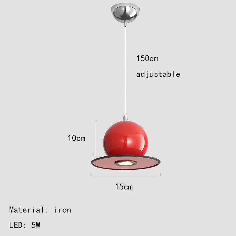 Suspension boule rouge vert Beige métal Style chambre salle à manger cordon réglable