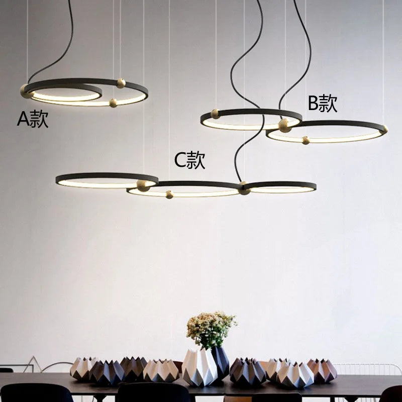 lustre moderne avec anneau suspension led pour décoration suspendue - vue 7 sur 9
