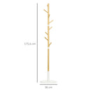 HOMCOM bamboo foot rack with 8 hooks for clothes Ø 37.8x175.6 cm Natural