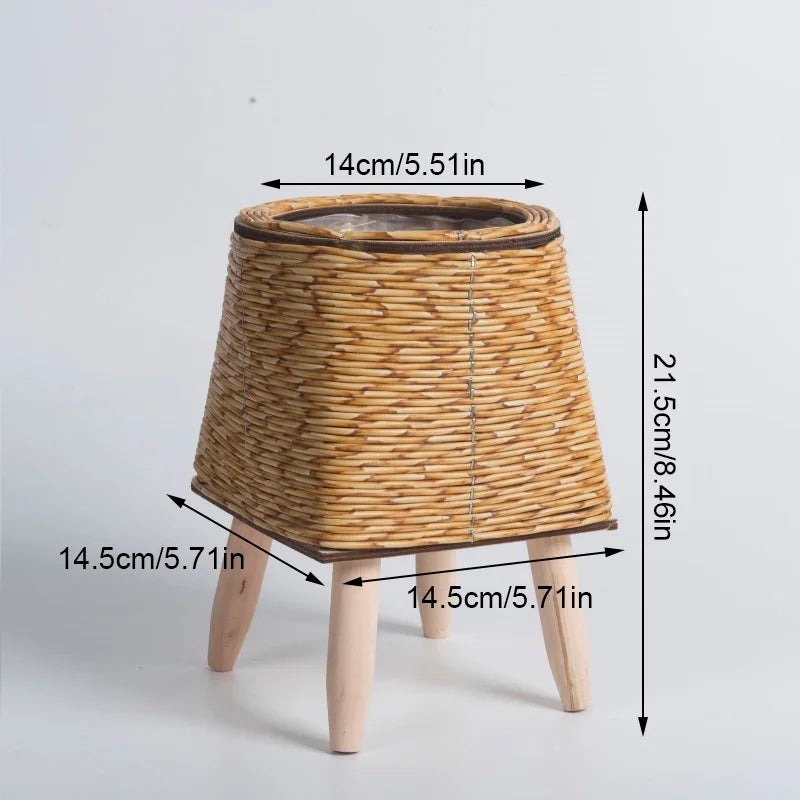 pot de fleurs en rotin tissé pour décoration et rangement - vue 12 sur 12