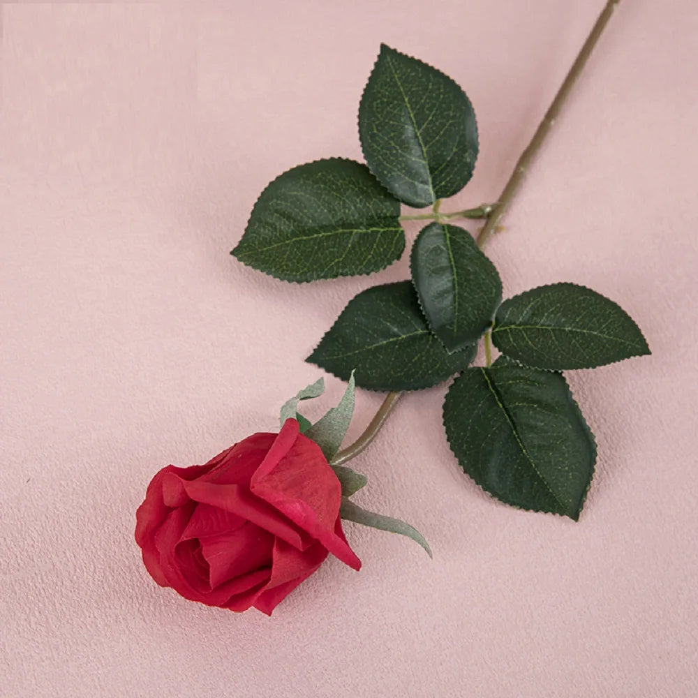 Artificial latex rose branch for realistic decoration - vue 5 sur 12