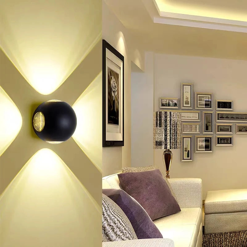 Applique murale LED de jardin étanche ronde à quatre côtés - vue 5 sur 8