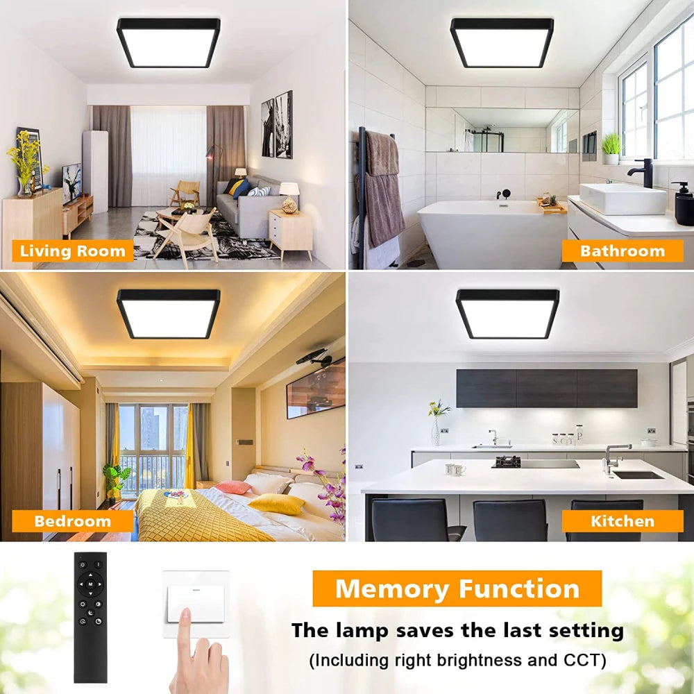 Tuya Smart LED plafonnier App commande vocale Alexa Google télécommande plafonniers carrés salon chambre éclairage - vue 4 sur 22
