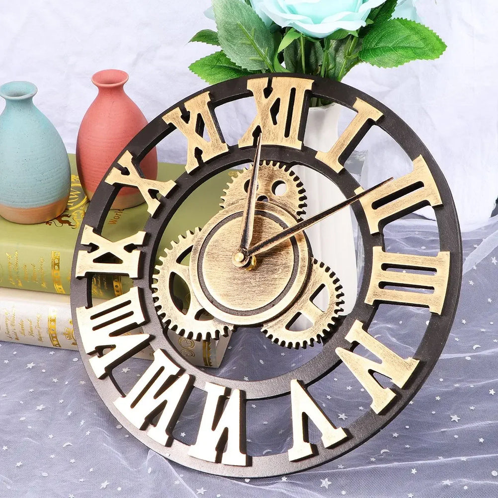 horloge murale décorative style industriel rétro à engrenages