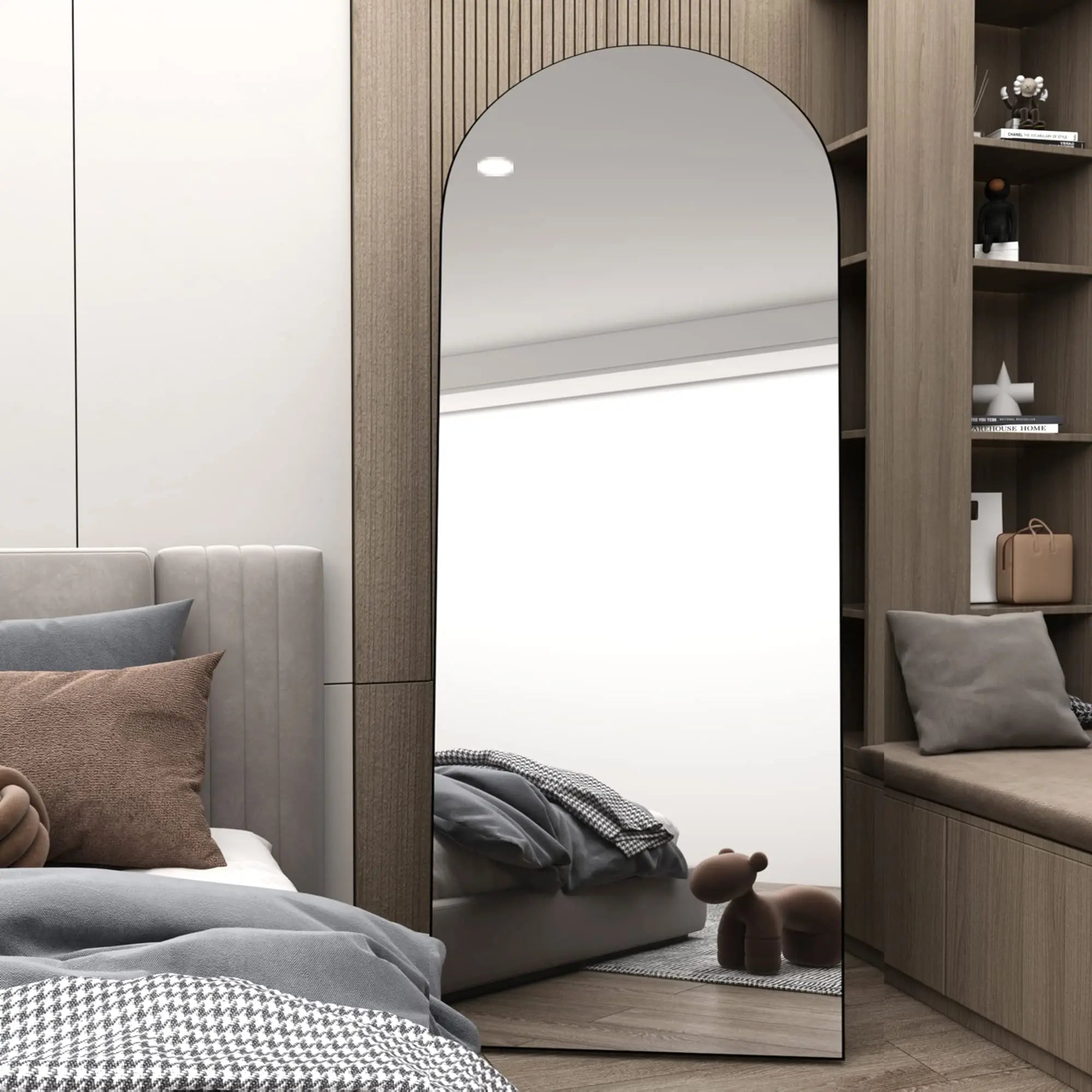CASSILANDO Arched Full Length Mirror 64" x 21", Floor Standing Mirror, Unique Vertical Mirror, Gold Metal Frame Mirror - vue 4 sur 8
