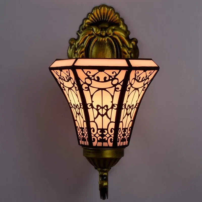 tiffany miroir rétro lampe tournesol simple tête applique murale - vue 3 sur 7