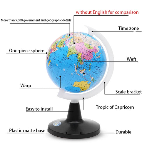 Small Globe of the world with stand Geography Map Educational Toy for Kids Globe with Labels of Continents, Countries, Capitals - vue 4 sur 7