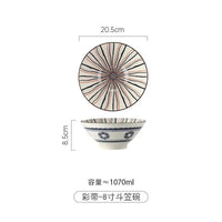 Bol japonais ramen céramique motif floral 12l soupe