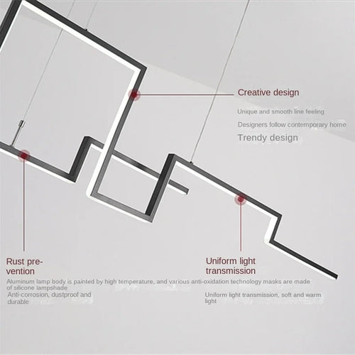 Adjustable modern minimalist LED pendant lights for interior decor - vue 6 sur 9