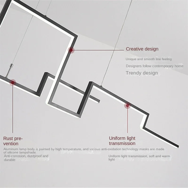 Adjustable modern minimalist LED pendant lights for interior decor - vue 5 sur 9