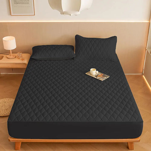 1PC Thicken Solid Color Checked Mattress Cover,Cotton-padded Breathable,Dust Proof,All SeasonsSuitable For The Bedroom, - vue 9 sur 10