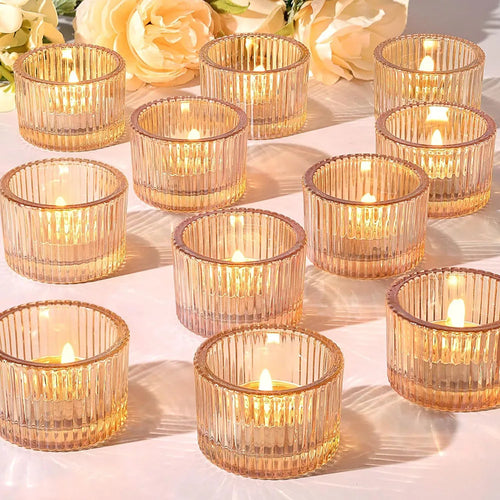 Tealight Gold Candle Holders,Votive Tea Light Candle Holder Glass for Centerpieces Wedding Table Decor,Party Supplies,Home Decor - vue 2 sur 9