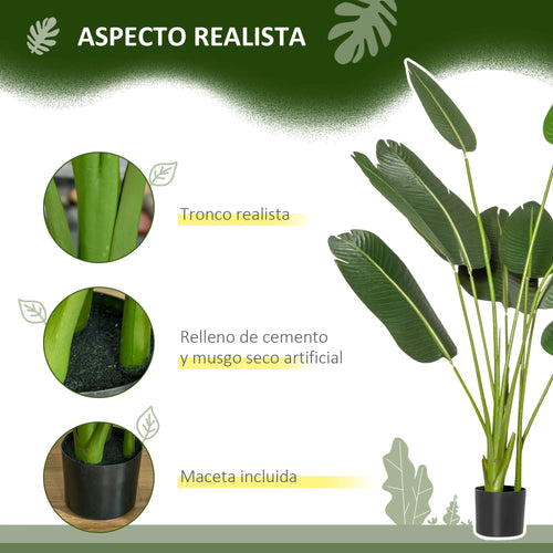 Artificial banana tree with pot and realistic leaves for indoor decoration - vue 4 sur 7