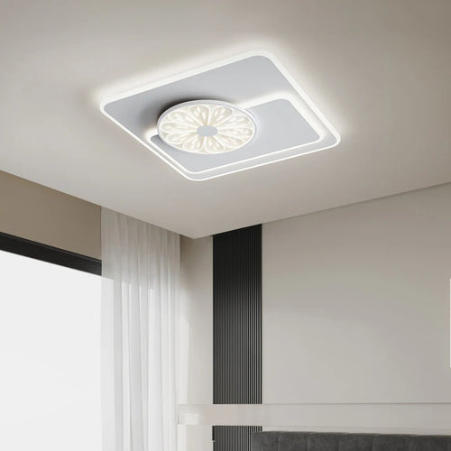 Luxurious minimalist Nordic modern wooden square ceiling light - vue 6 sur 14