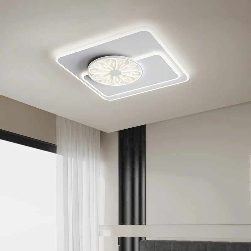 Luxurious minimalist Nordic modern wooden square ceiling light - vue 6 sur 14