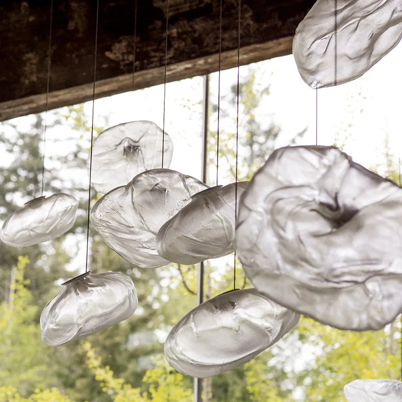lustre moderne 	 en verre pour restaurant et magasin de vêtements - vue 6 sur 10