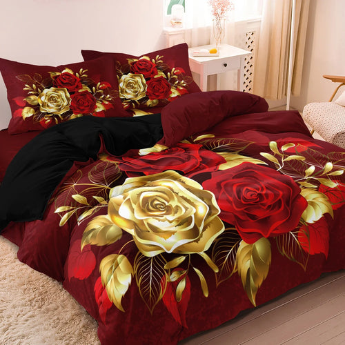 housse de couette roses romantiques pour la chambre à coucher
