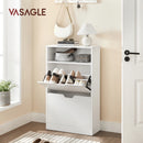 VASAGLE Shoe Cabinet with 2 Hinged Doors, Shoe Rack, Open Compartment, Adjustable Divider, 8-12 Pairs, for Small Entryway
