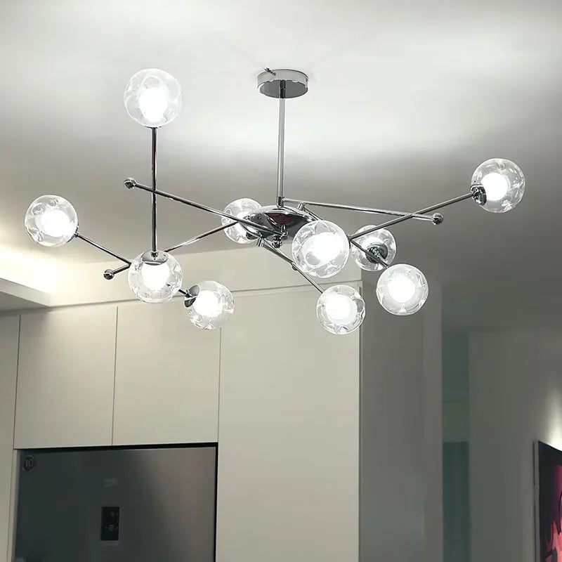 Lustre moderne en verre transparent