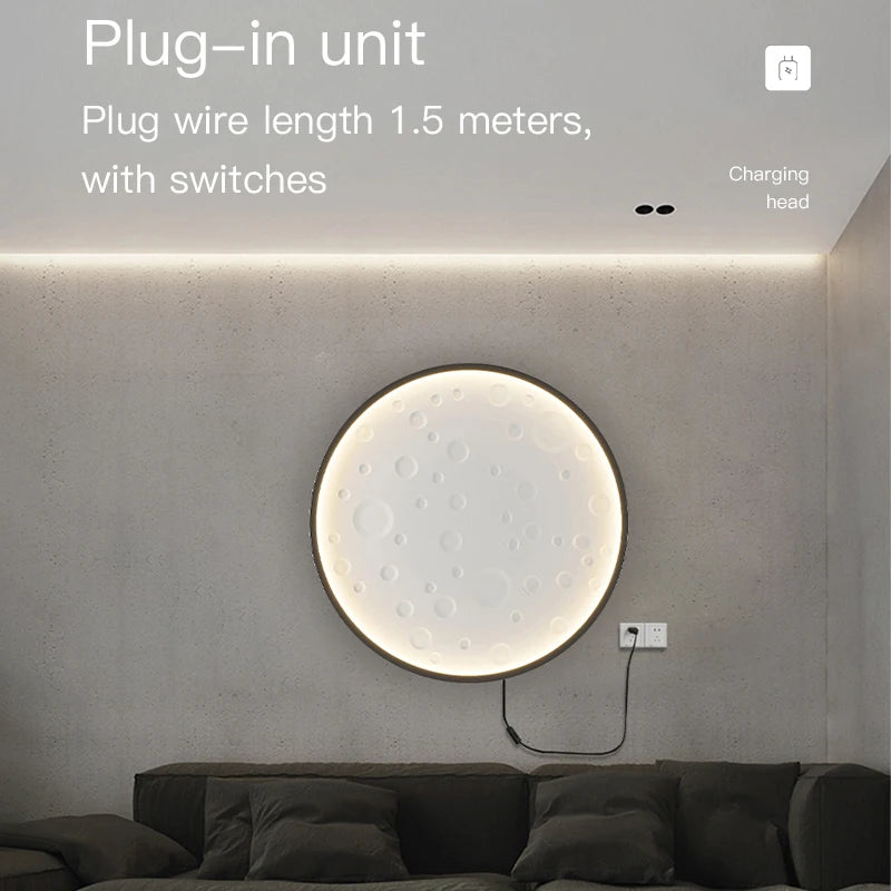 applique murale créative moderne nordique en forme de lune sans câblage - vue 4 sur 10