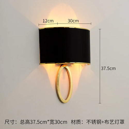 Curved wall light bedside beige modern minimalist hotel room LED wall lamp - vue 9 sur 8