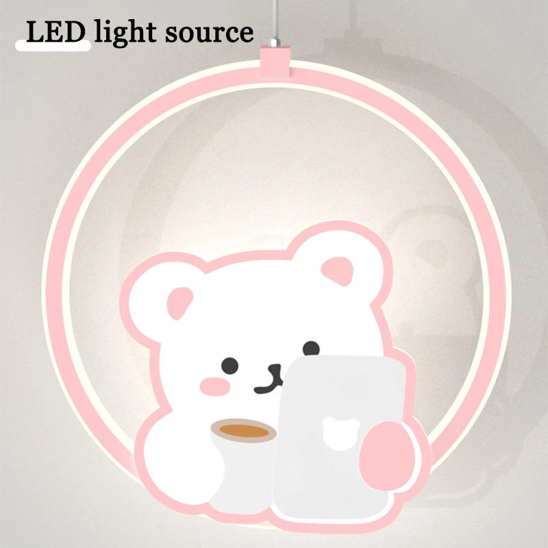 suspension mignonne vache ours rose pour chambre enfant - vue 7 sur 10